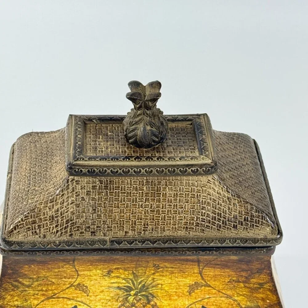 Hospitality Pineapple Curved Chest Decorative Box W/ Ornate Details